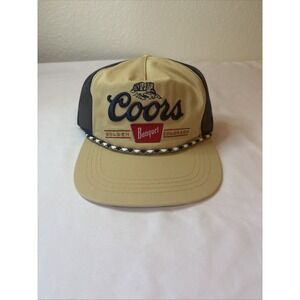 Coors Rocky Mountains Logo Beer Colorado Beige Corduroy Snapback Rope Cap Hat